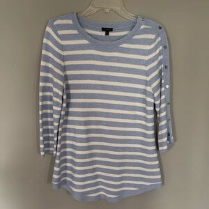 Talbots Striped Coastal Blue Crewneck Sweater Size MP